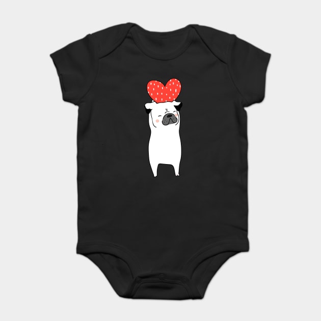 Dog with Heart Happy Valentine Funny Gift print Baby Bodysuit by creative